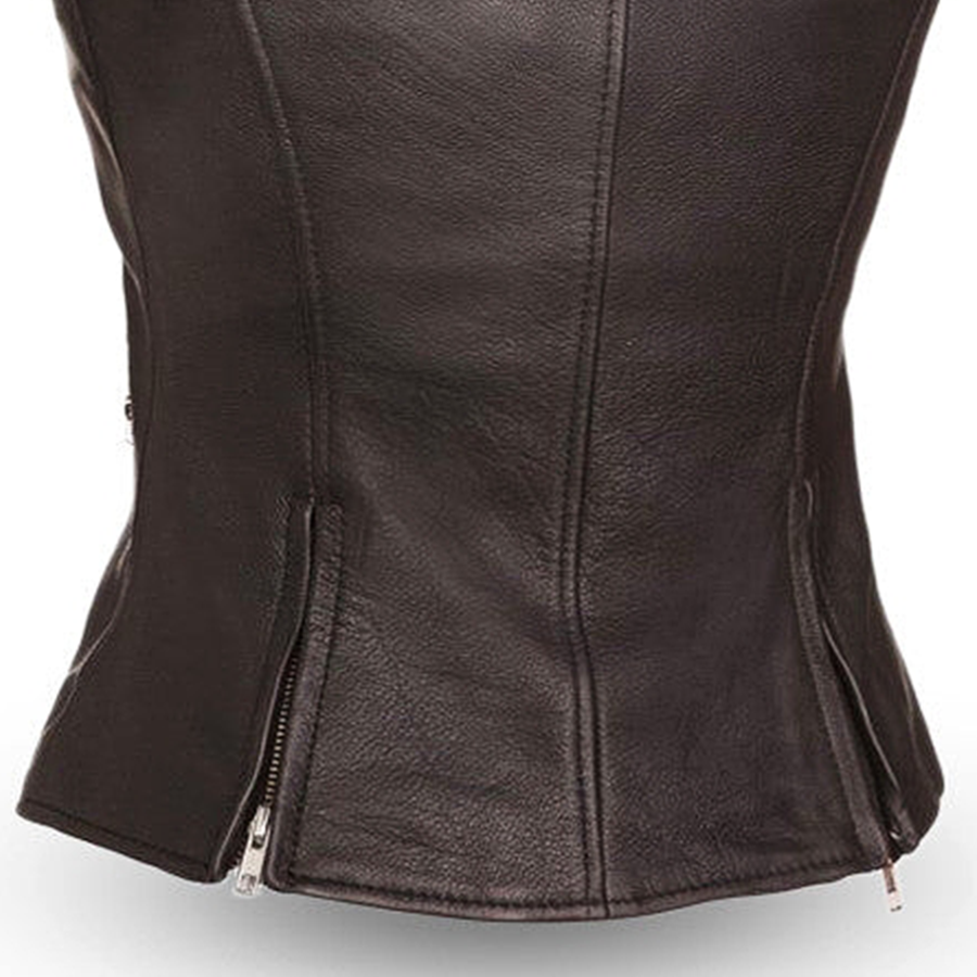 Women Leather Motorcycle Vest – Fairmont Style - Lux Ryder