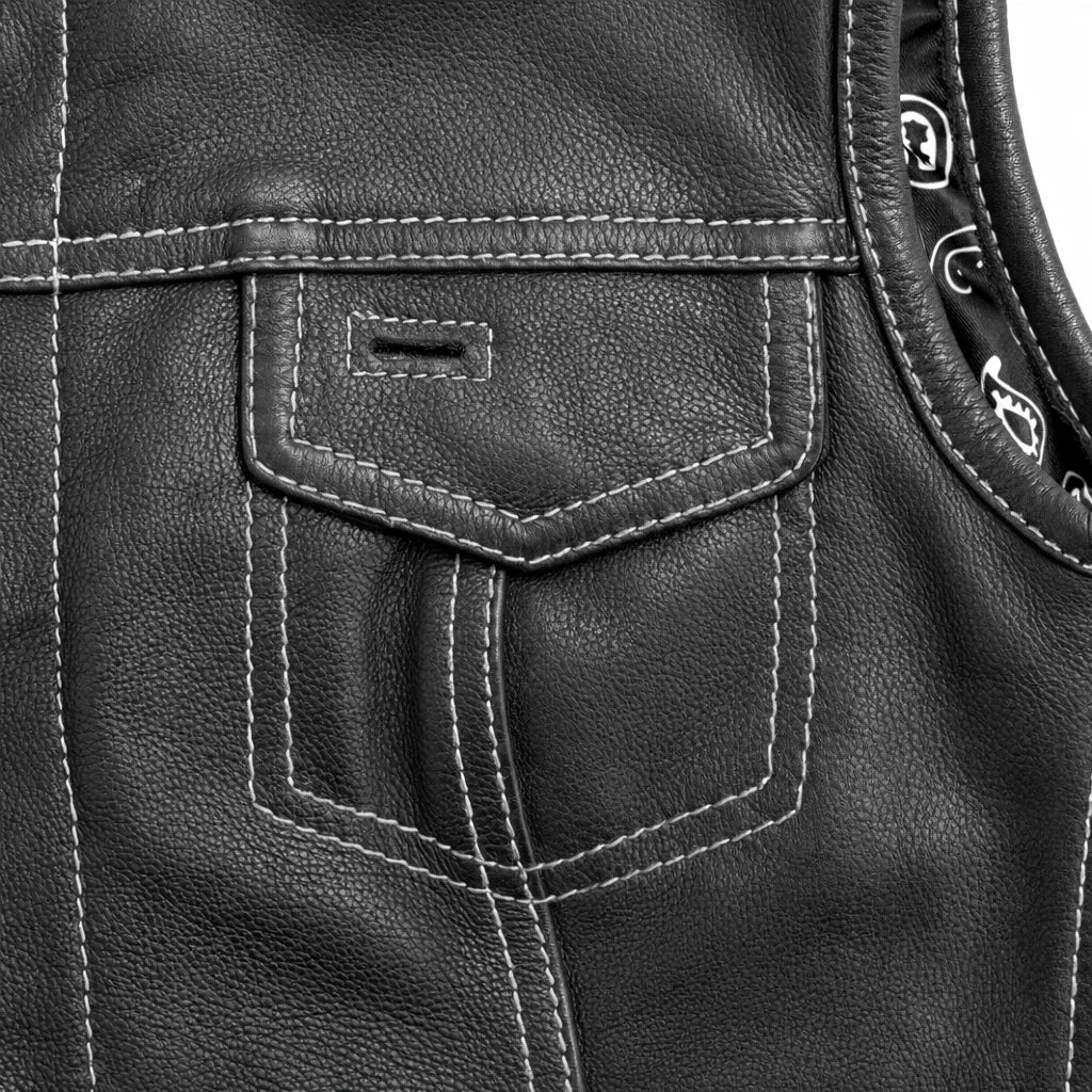 Black Vest with White Stitching | LuxRyder