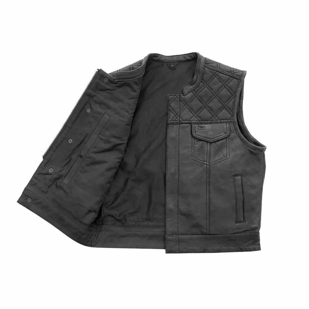 Black Leather Motorcycle Vest | LuxRyder