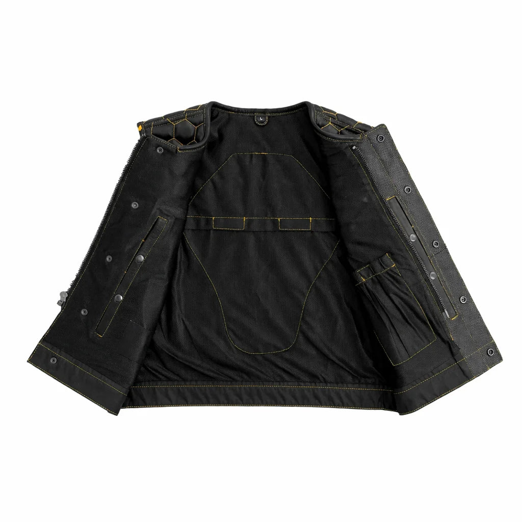 Lowside Hornet Perforated Men's Club Style Leather Vest - Lux Ryder