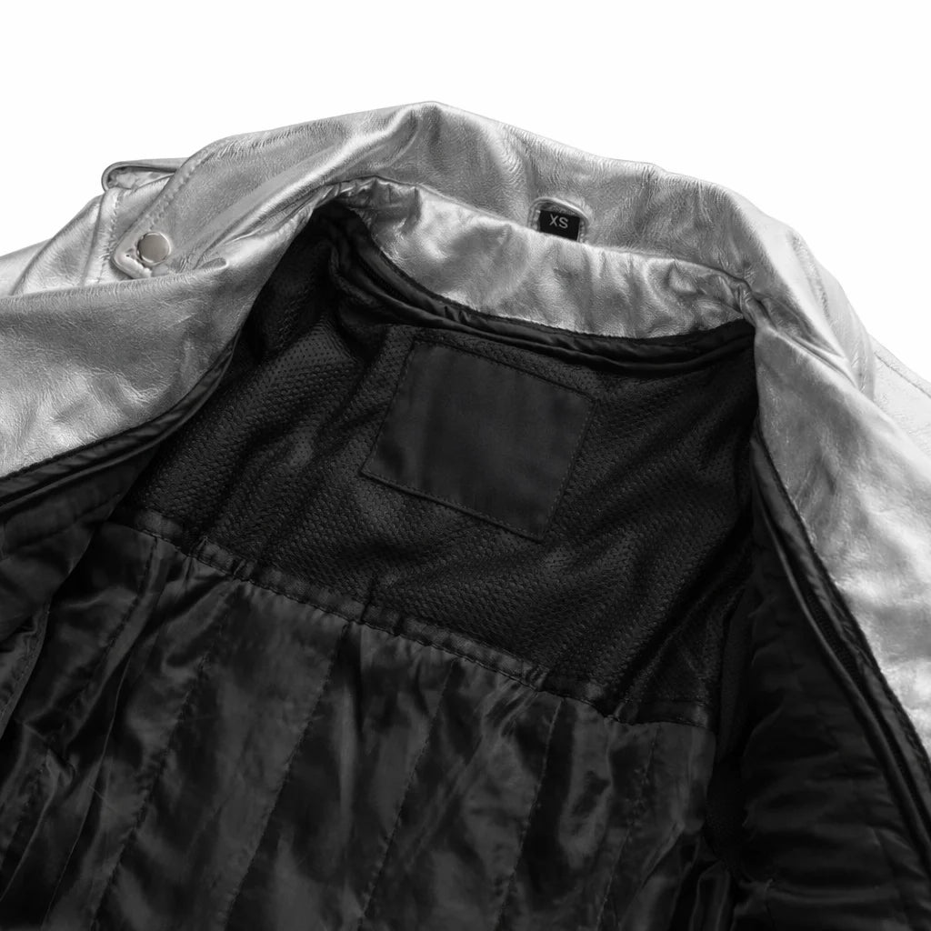 Women's Silver Leather Jacket | LuxRyder