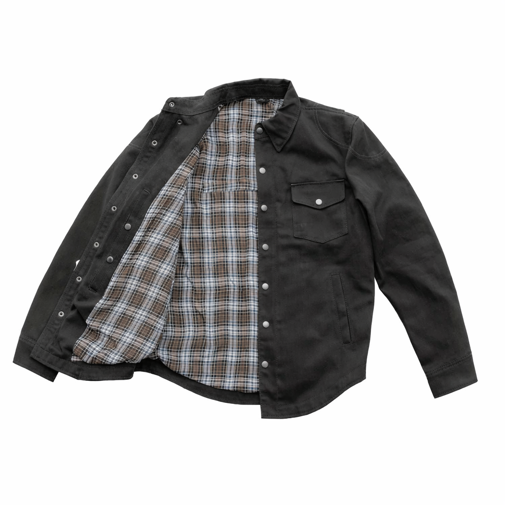 Black shirt with plaid lining | LuxRyder