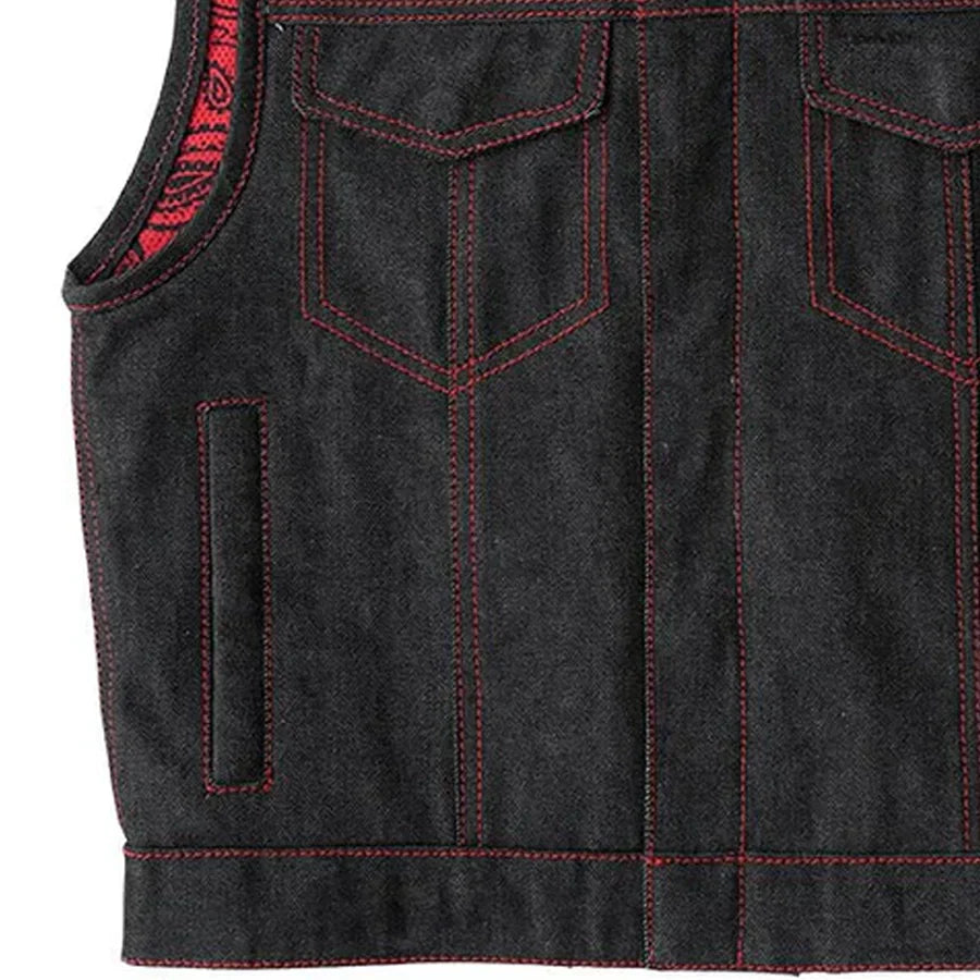 Ember Men's Motorcycle Denim Vest - Lux Ryder