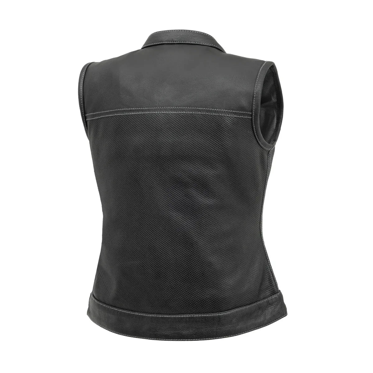 Women Perforated Leather Motorcycle Vest – Summer Riding Vest - Lux Ryder