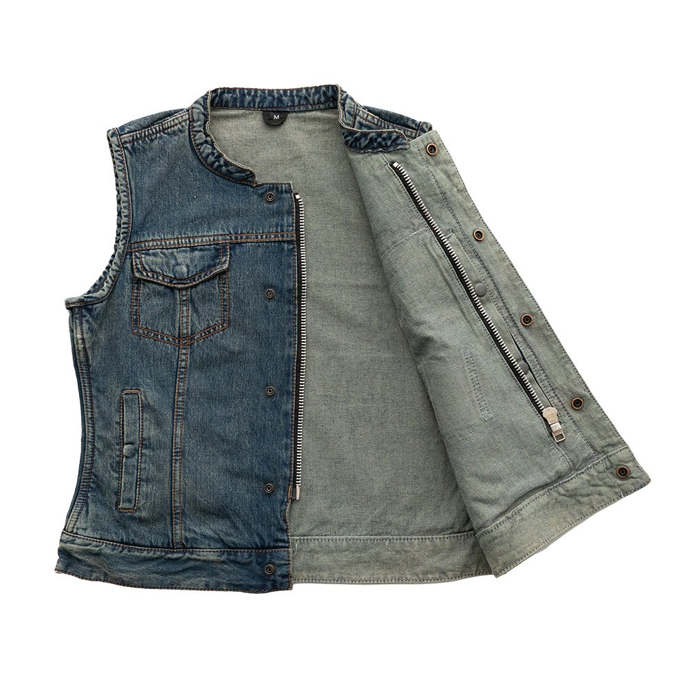 Lexy Women's Motorcycle Vest Denim - Lux Ryder
