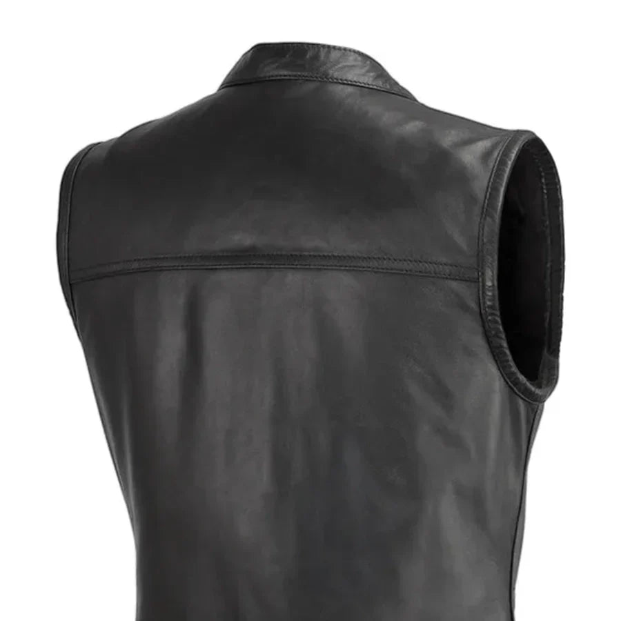 Women Leather Motorcycle Vest – Club Style Riding Vest - Lux Ryder