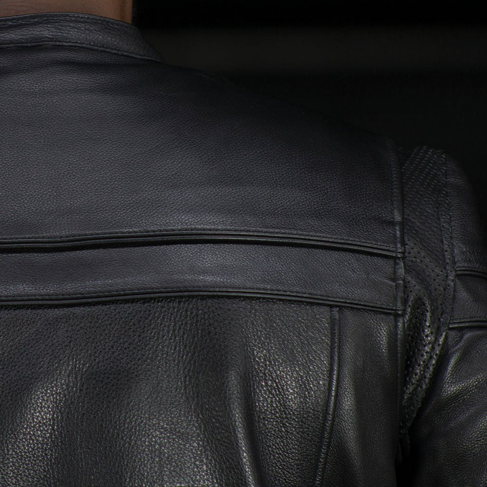 Men’s Leather Motorcycle Jacket with Ventilation and Thermal Liner - Lux Ryder