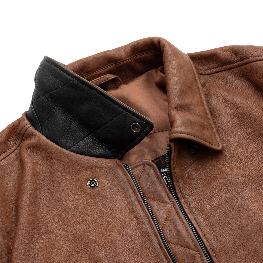 Men’s Leather Motorcycle Bomber Jacket with Armor-Ready Design - Lux Ryder