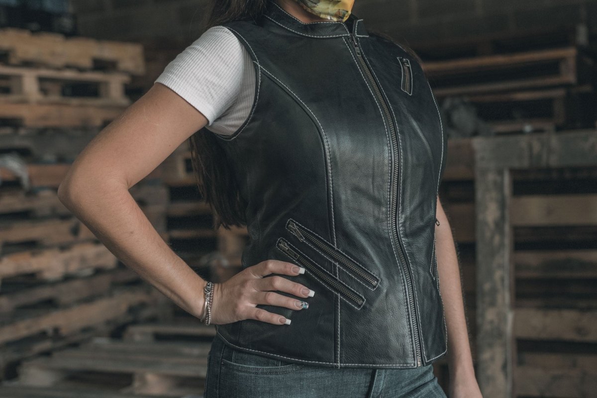Quinn Women's Club Style Leather Vest - (Limited Edition) - Lux Ryder