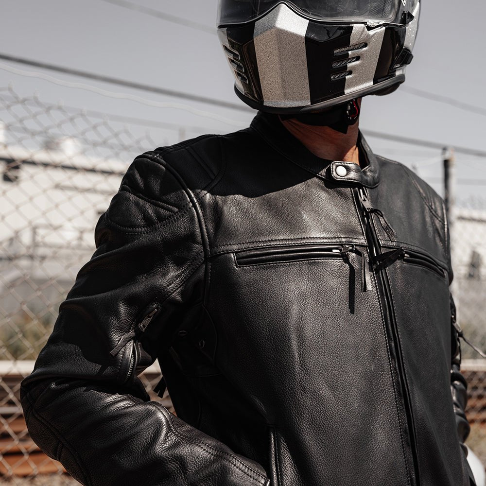Men’s Motorcycle Leather Jacket with Vents & Thermal Liner - Lux Ryder