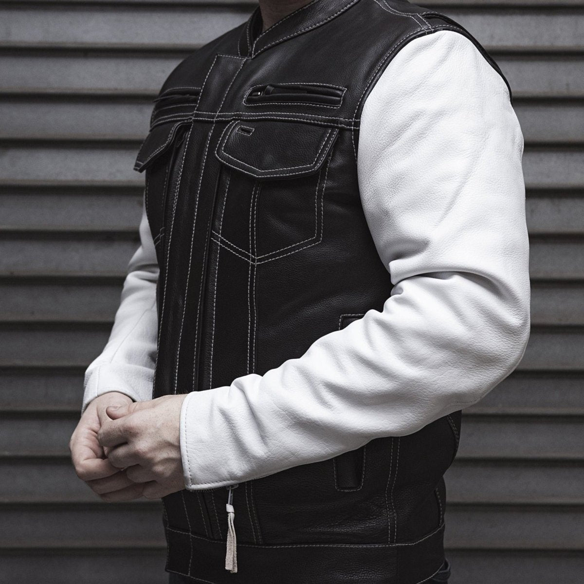 Vincent Men’s Café Style Motorcycle Leather Jacket – Vintage Riding Design - Lux Ryder