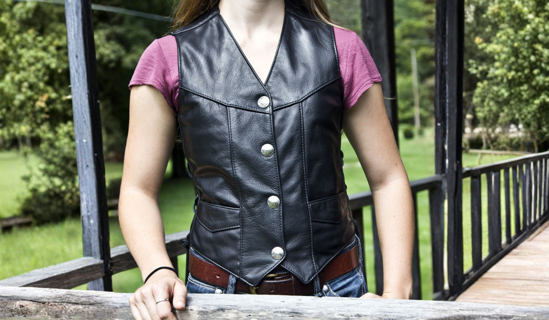 women leather vest
