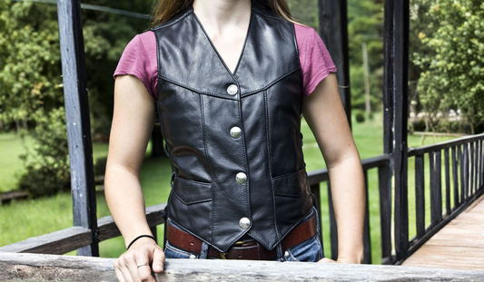 women leather vest