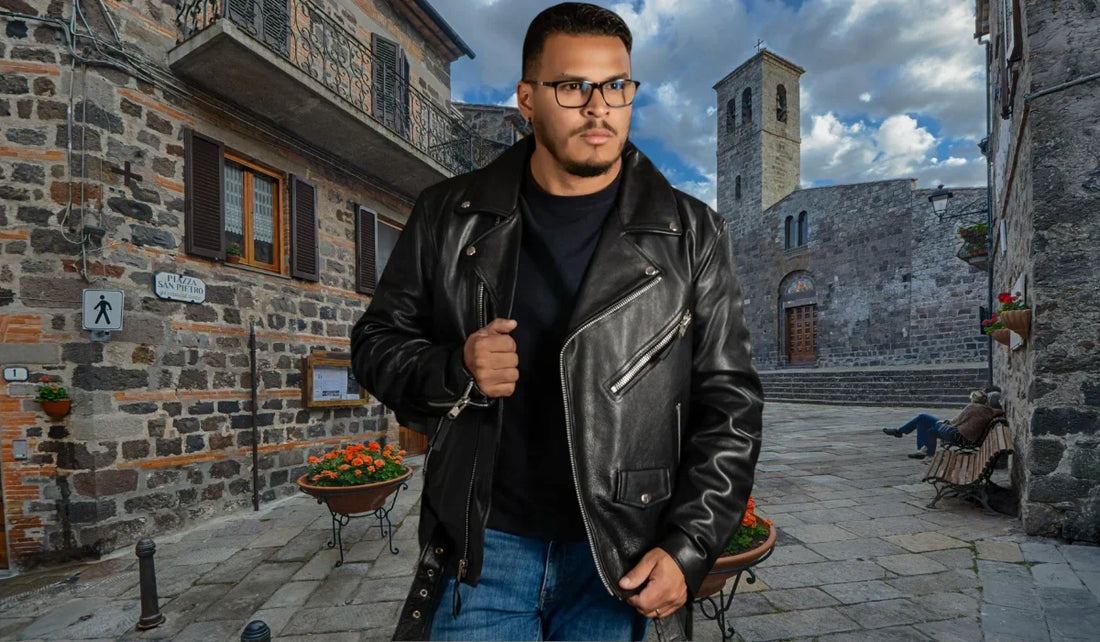 Men's classic leather jacket