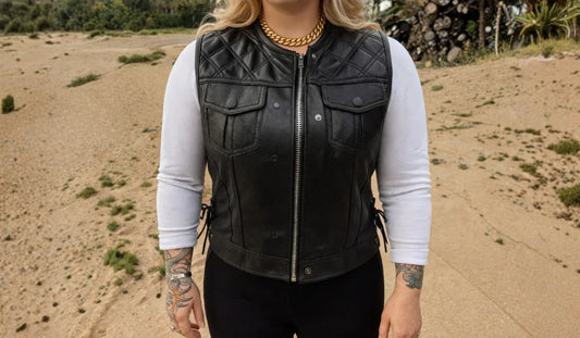 Black women leather vest