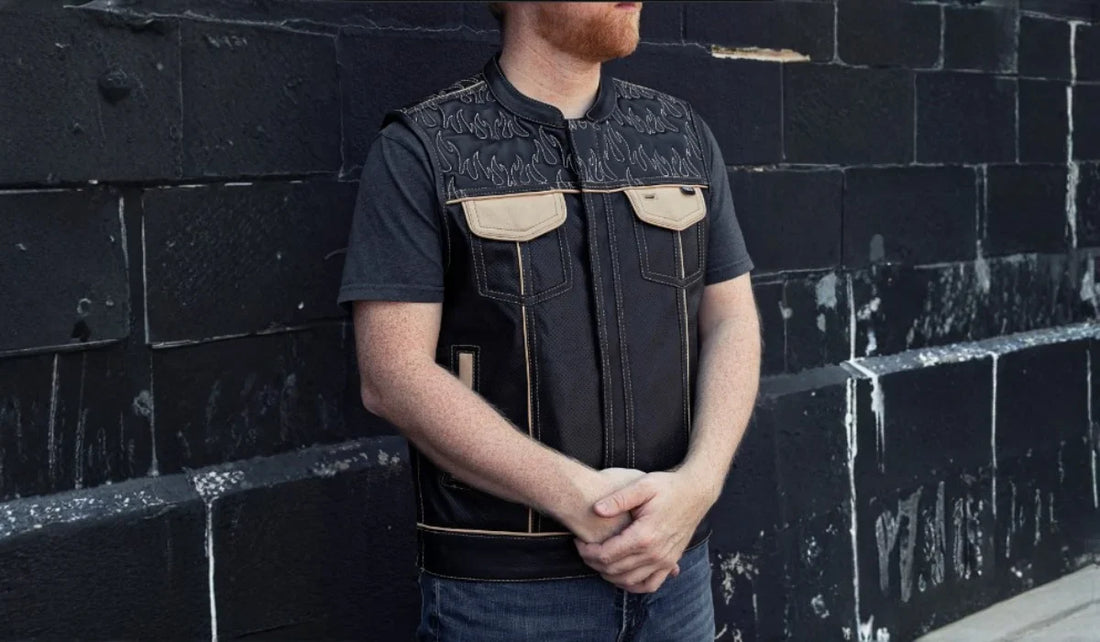 leather men's motorcycle vest