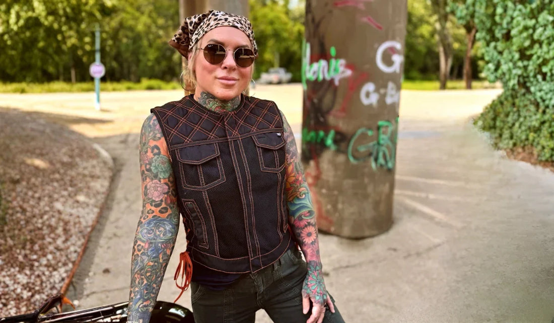 Women Leather Orange Vest