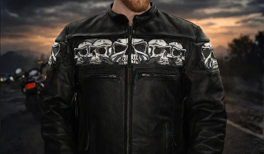 Skull design leather jacket 