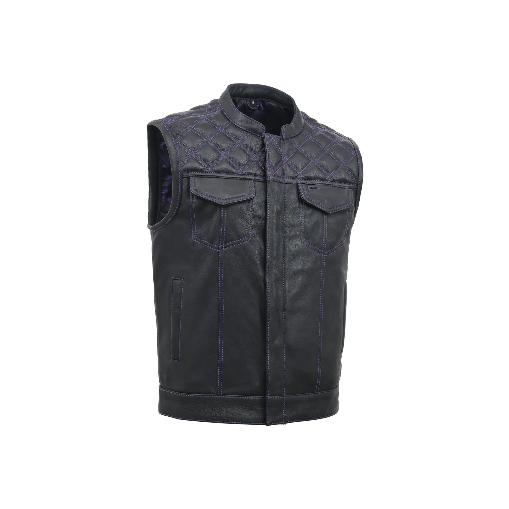 Downside Men's Motorcycle Leather Vest - Lux Ryder