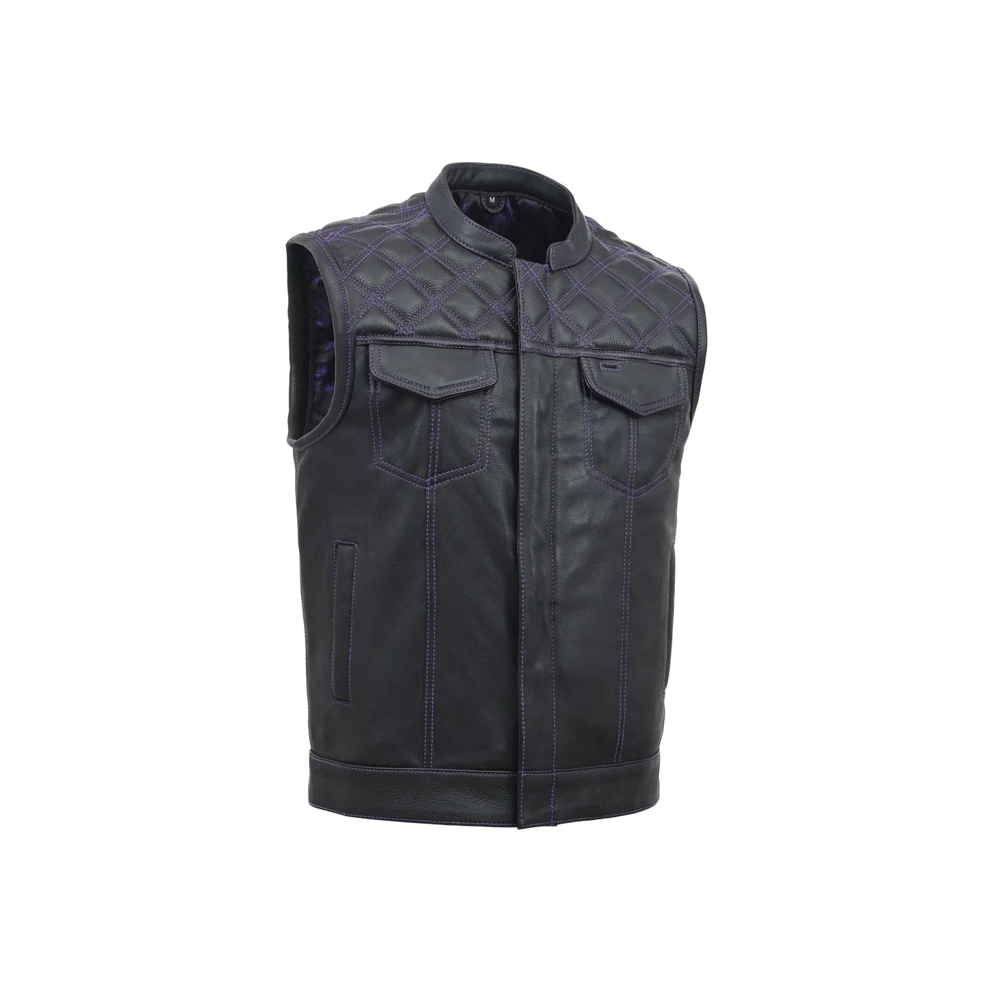 Downside Men's Motorcycle Leather Vest - Lux Ryder