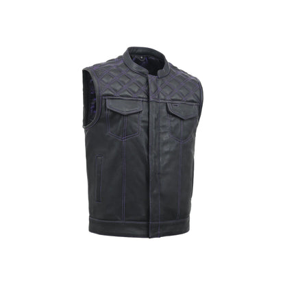 Downside Men's Motorcycle Leather Vest - Lux Ryder