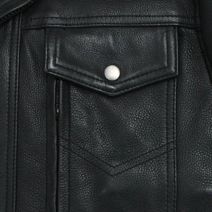 Men’s Leather Motorcycle Jacket with Utility Pockets and Thermal Liner - Lux Ryder