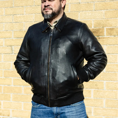 Men’s Leather Motorcycle Bomber Jacket with Armor-Ready Design - Lux Ryder
