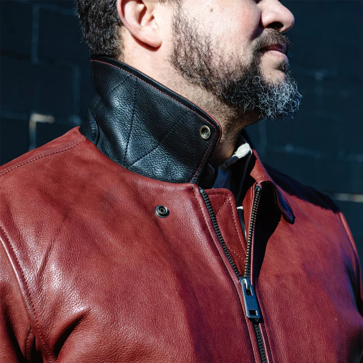 Men’s Leather Motorcycle Bomber Jacket with Armor-Ready Design - Lux Ryder
