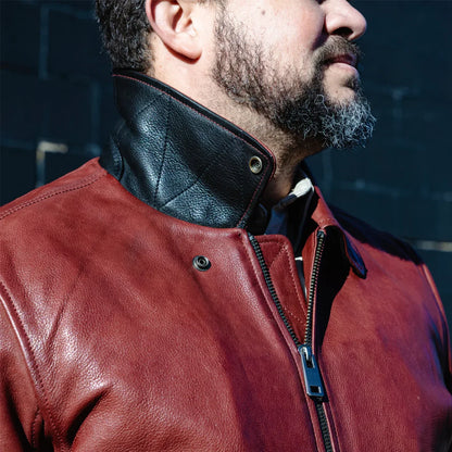 Men’s Leather Motorcycle Bomber Jacket with Armor-Ready Design - Lux Ryder