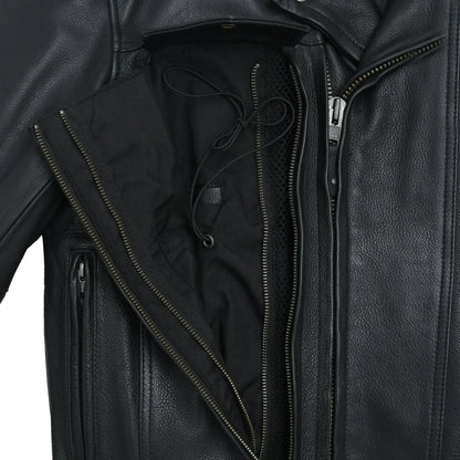 Men’s Leather Motorcycle Jacket with Utility Pockets and Thermal Liner - Lux Ryder
