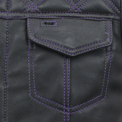 Downside Men's Motorcycle Leather Vest - Lux Ryder