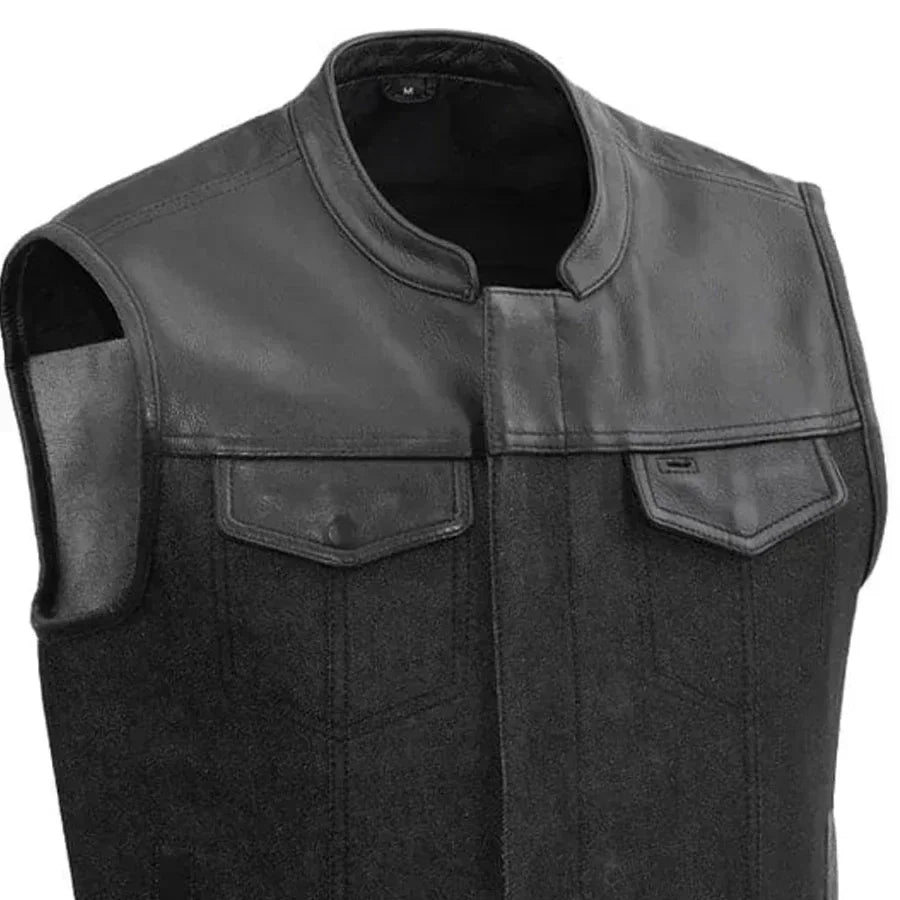 49/51 Men's Denim Motorcycle Vest - Lux Ryder