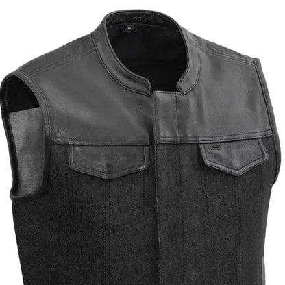 49/51 Men's Denim Motorcycle Vest - Lux Ryder