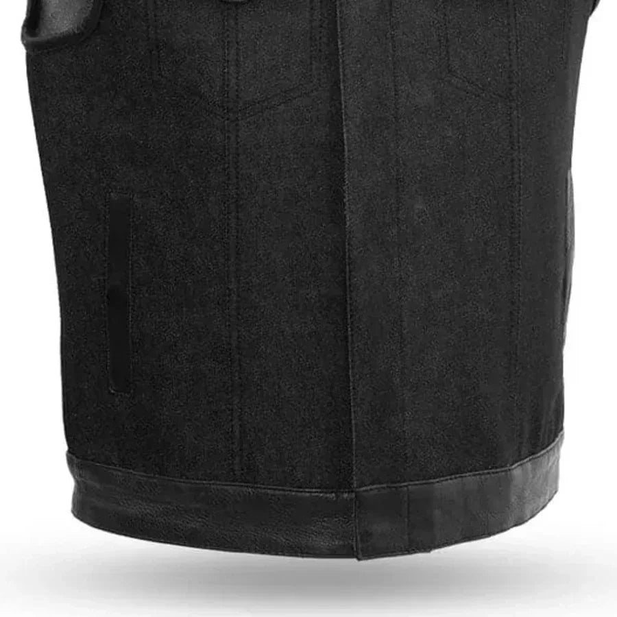 49/51 Men's Denim Motorcycle Vest - Lux Ryder
