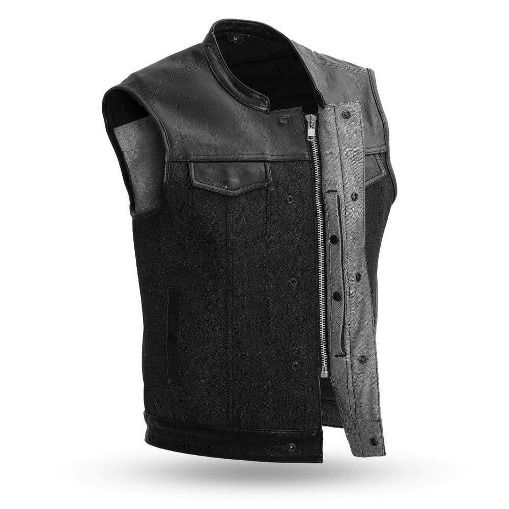 49/51 Men's Denim Motorcycle Vest - Lux Ryder