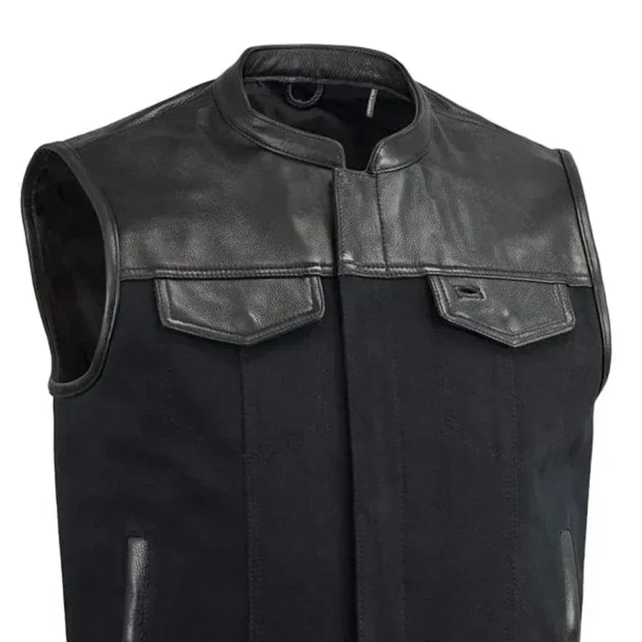 49/51 Vest Motorcycle Leather Canvas Vest - Lux Ryder