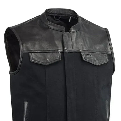 49/51 Vest Motorcycle Leather Canvas Vest - Lux Ryder