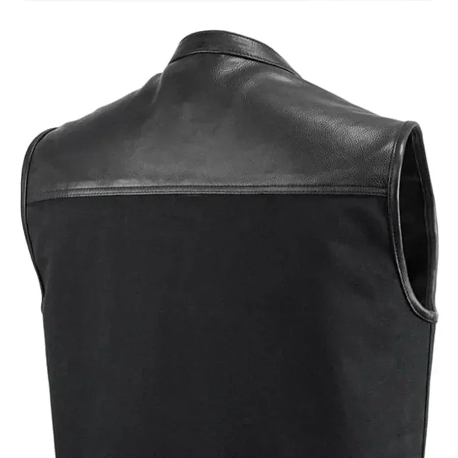 49/51 Vest Motorcycle Leather Canvas Vest - Lux Ryder