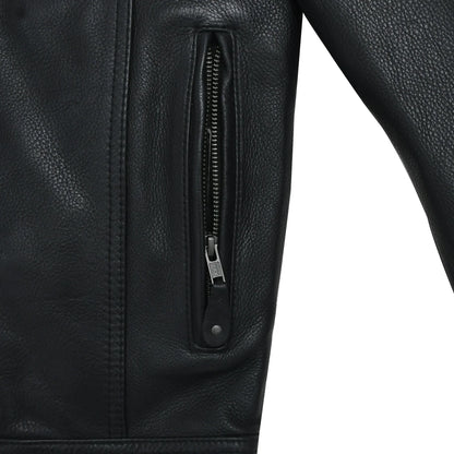 Men’s Leather Motorcycle Jacket with Utility Pockets and Thermal Liner - Lux Ryder