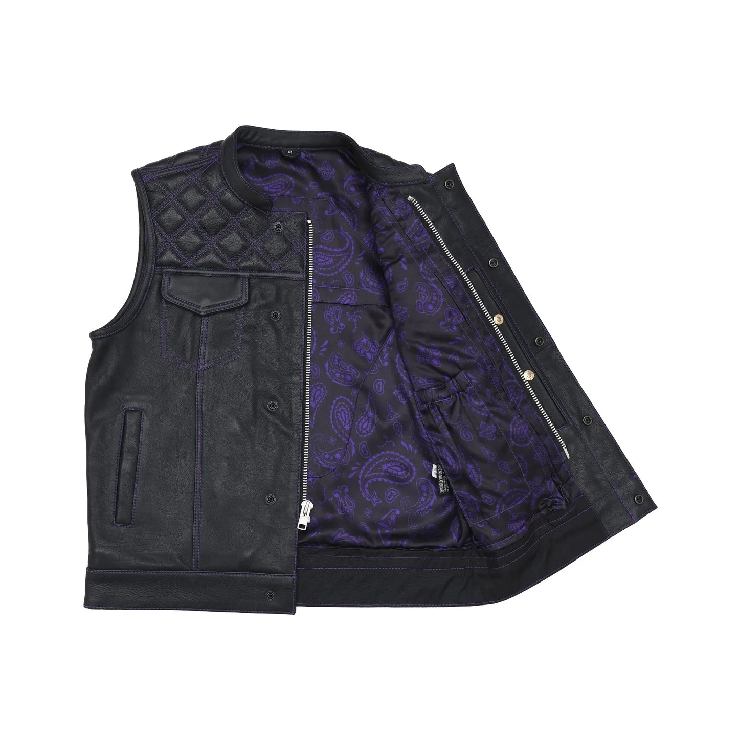 Downside Men's Motorcycle Leather Vest - Lux Ryder