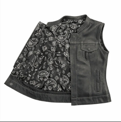 Black Vest with White Stitching | LuxRyder