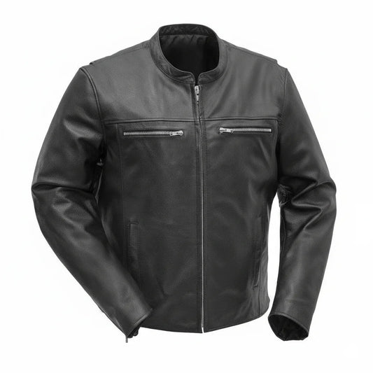 Black leather jacket with zippers | LuxRyder
