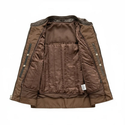 Brown jacket with zippers | LuxRyder