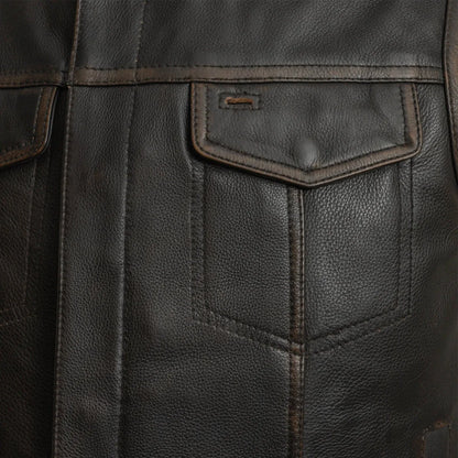 Sharp Shooter Men's Motorcycle Leather Vest - Lux Ryder