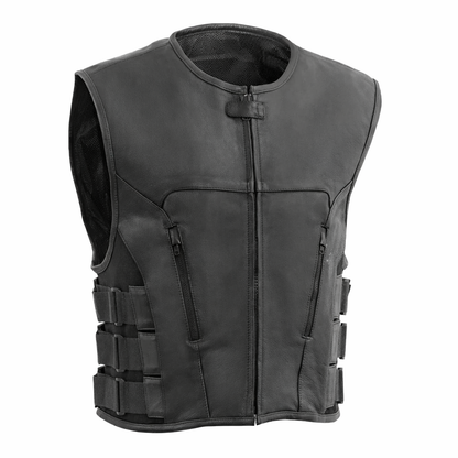 Commando Men's Leather Swat Style Motorcycle Vest - Lux Ryder