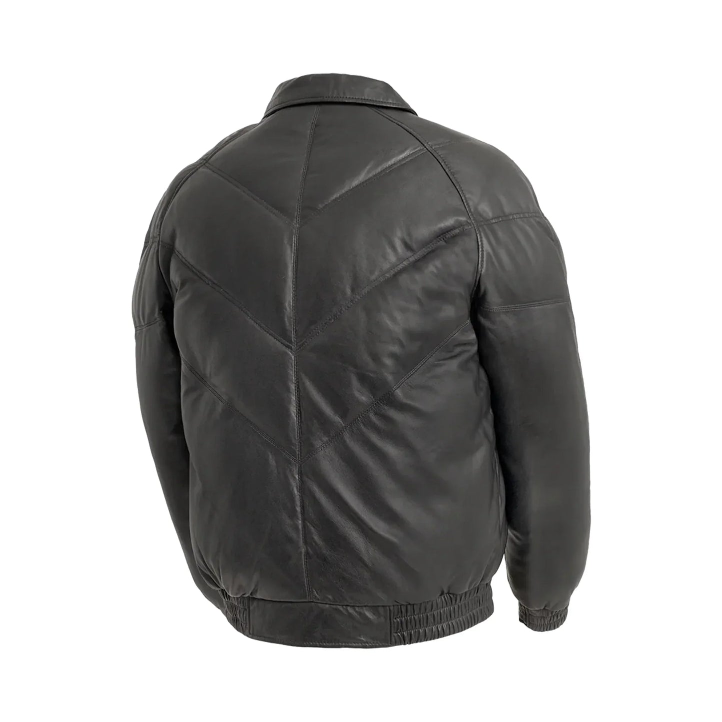 Men Leather Puffer Jacket with Down Filling - Lux Ryder