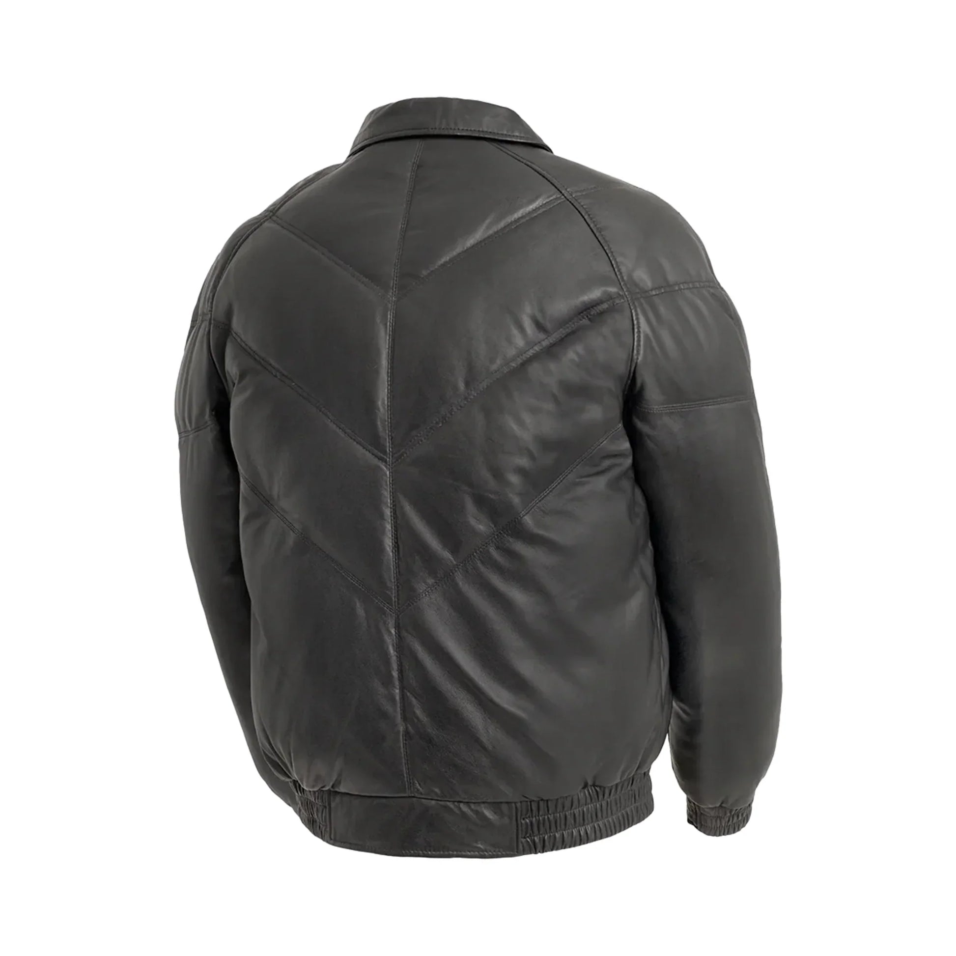 Men Leather Puffer Jacket with Down Filling - Lux Ryder