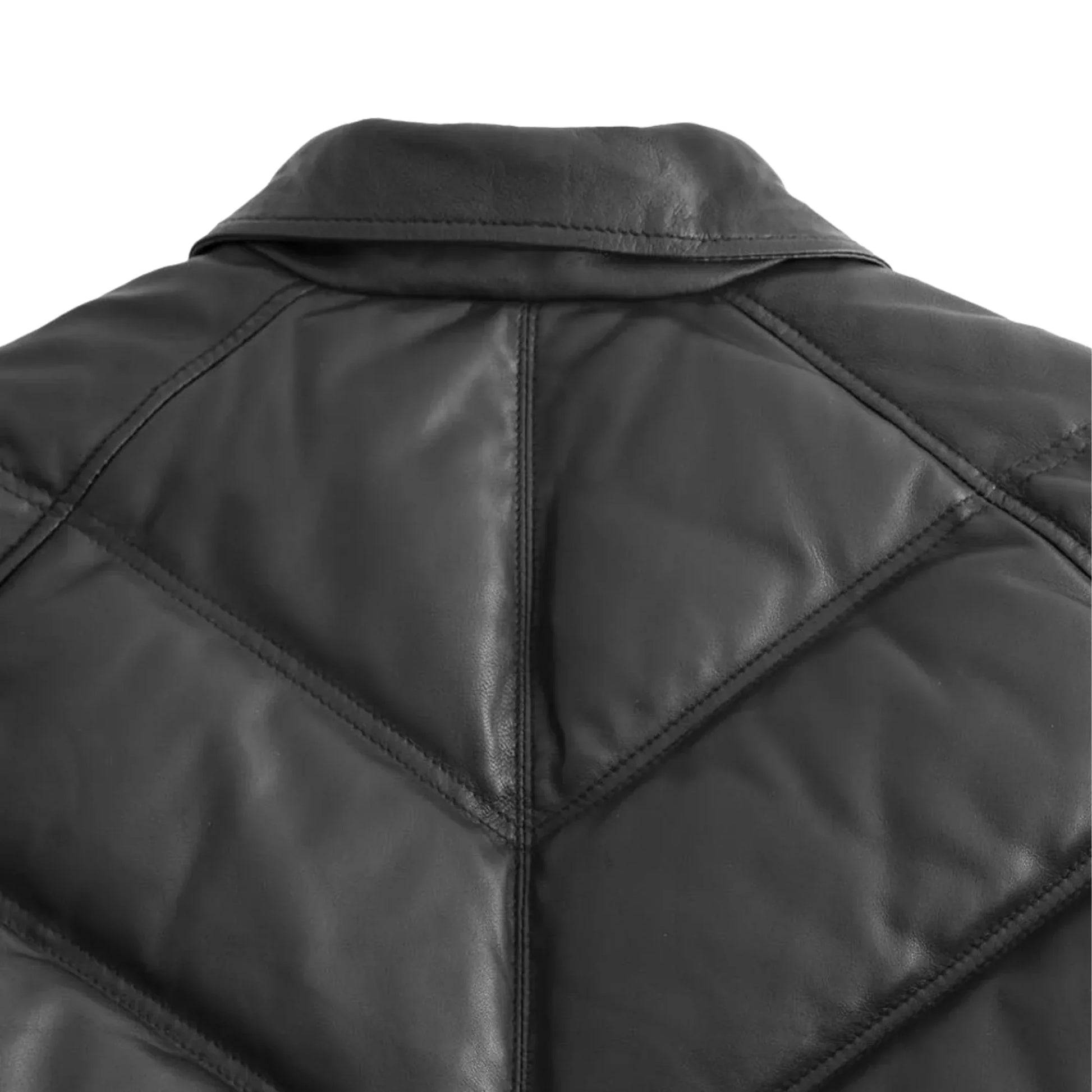 Men Leather Puffer Jacket with Down Filling - Lux Ryder