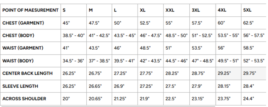 Size Chart