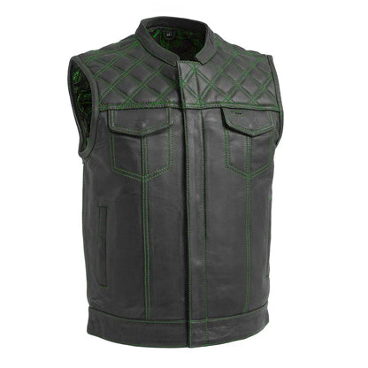Downside Men's Motorcycle Leather Vest - Lux Ryder